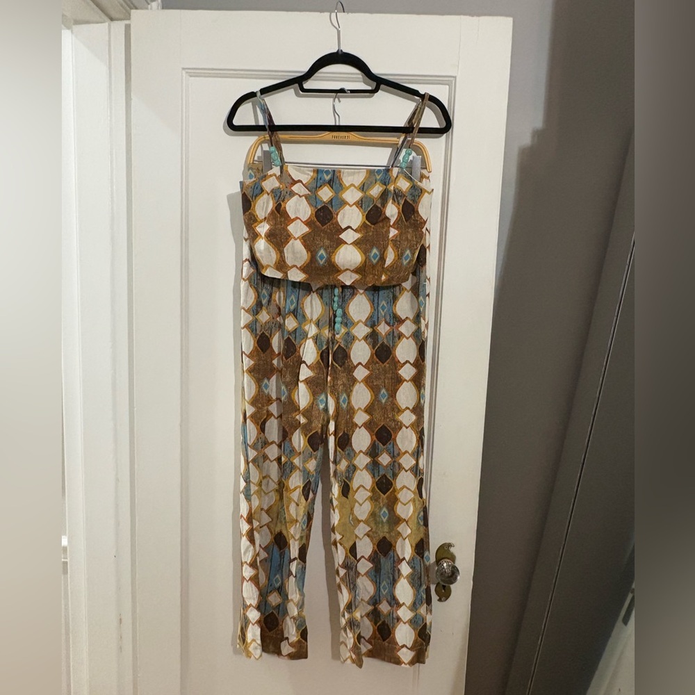 Joie two piece set turquoise brown neutral boho chic